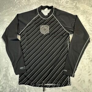 Dakine Rash Guard Mens Large Black Striped Long Sleeve UV Protection Swim Shirt